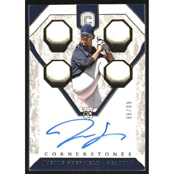 2019 Panini Cornerstones Rookie Quad Relic Autographs #20 Justus Sheffield