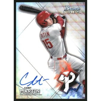 2021 Bowman Sterling Prospect Autographs Wave Refractors #BSPACM Casey Martin