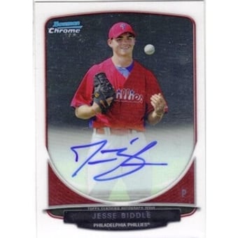 2013 Bowman Chrome Prospect Autographs #JBI Jesse Biddle