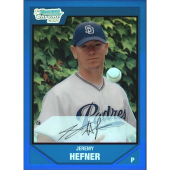 2007 Bowman Chrome Draft Draft Picks Blue Refractors #BDPP40 Jeremy Hefner