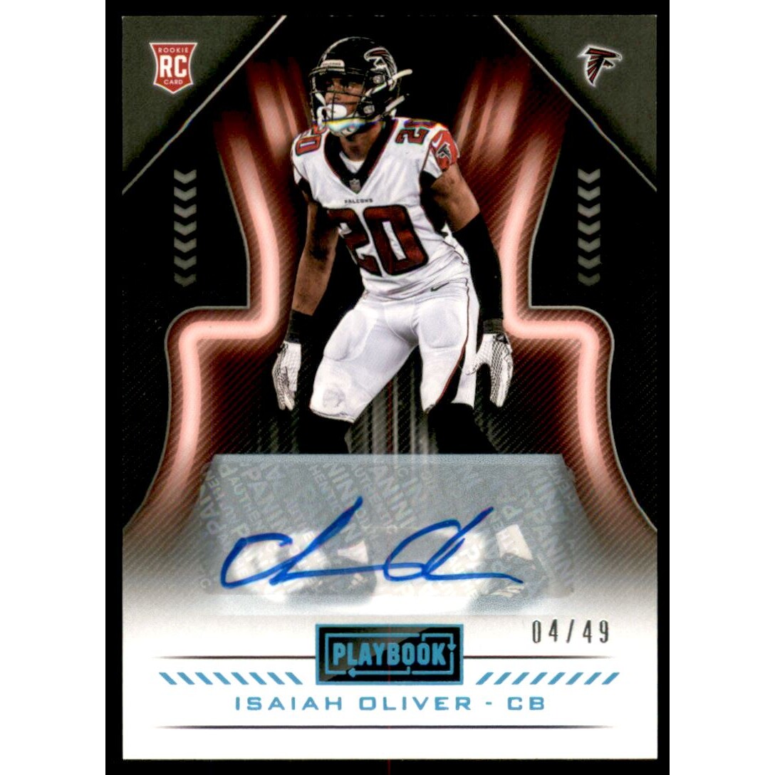 2018 Panini Playbook Rookie Signatures Platinum #168 Isaiah Oliver. rookie card picture