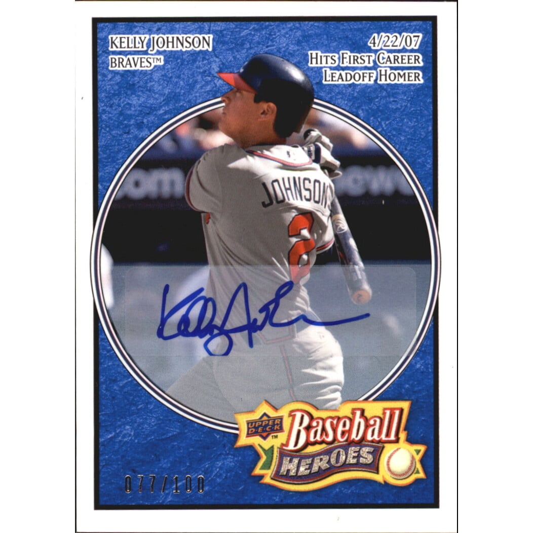 2008 Upper Deck Heroes Autographs Navy Blue #95 Kelly Johnson/100. rookie card picture