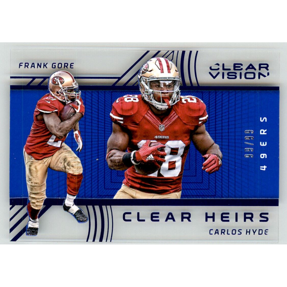 2016 Panini Clear Vision Clear Heirs Blue #1 Frank Gore/Carlos Hyde