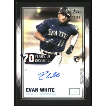 2021 Topps 70 Years of Baseball Autographs Black #70YAEW Evan White S2
