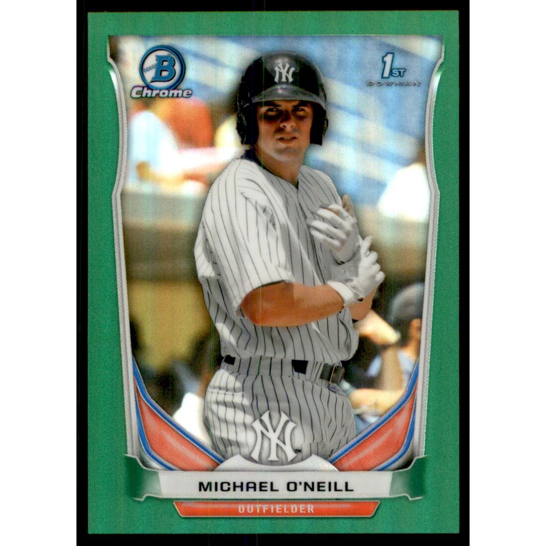 2014 Bowman Chrome Prospects Series 2 Green Refractors #BCP48 Michael O'Neill. rookie card picture