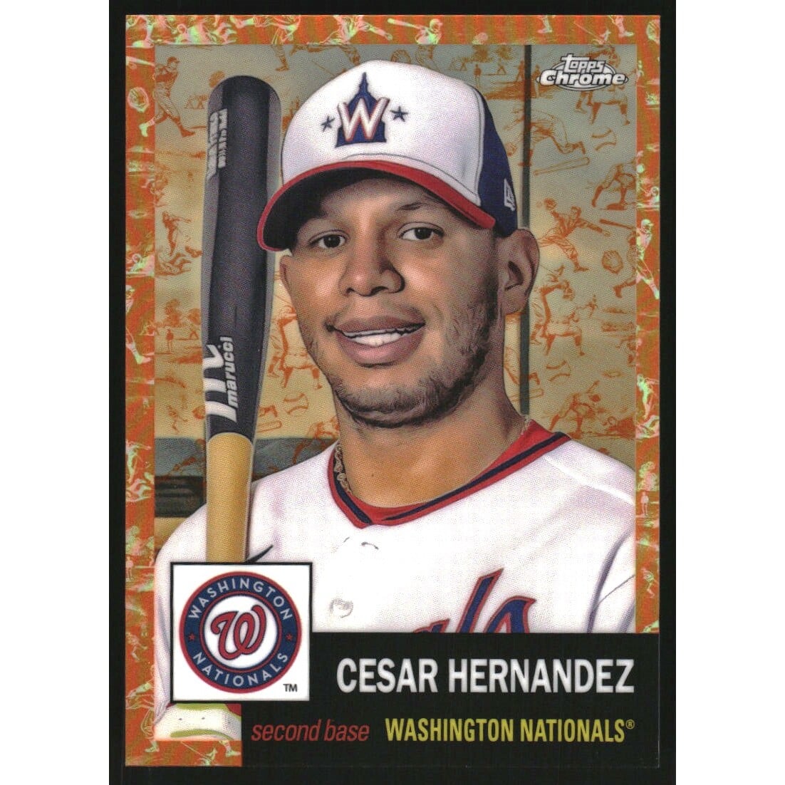 2022 Topps Chrome Platinum Anniversary Platinum Toile White Orange Refractor #253 Cesar Hernandez