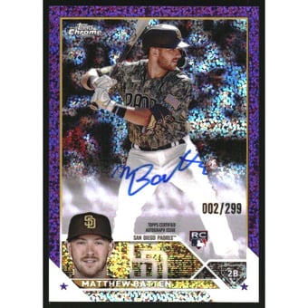 2023 Topps Chrome Rookie Autographs Purple Speckle Refractors #RAMBA Matthew Batten