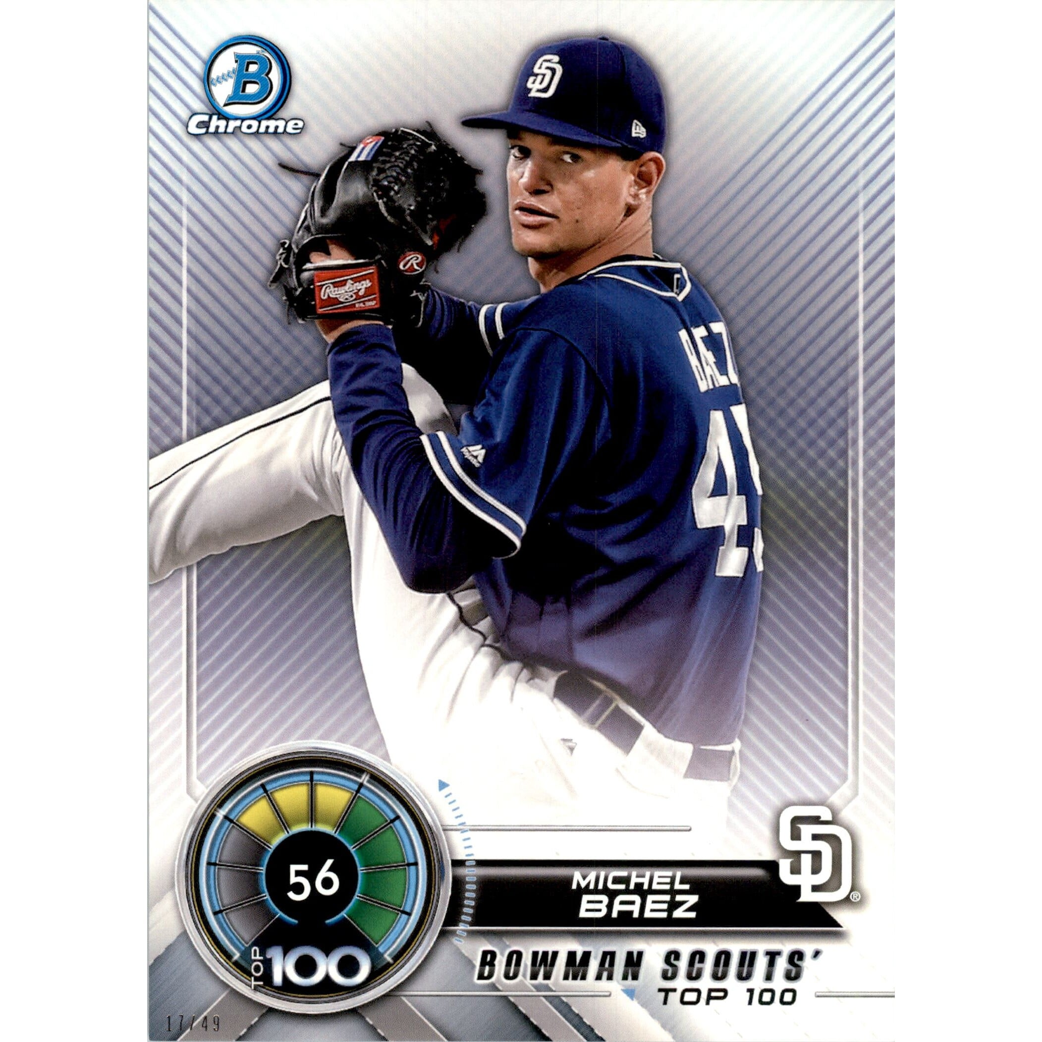 2018 Bowman Chrome 5x7 Scouts Top 100 #BTP56 Michel Baez. rookie card picture