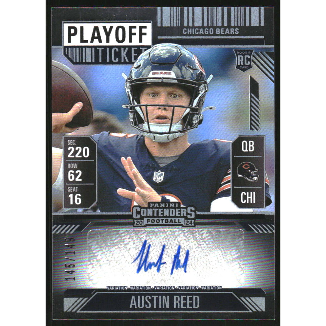 2024 Panini Contenders Variation Playoff Ticket #160 Austin Reed. rookie card picture