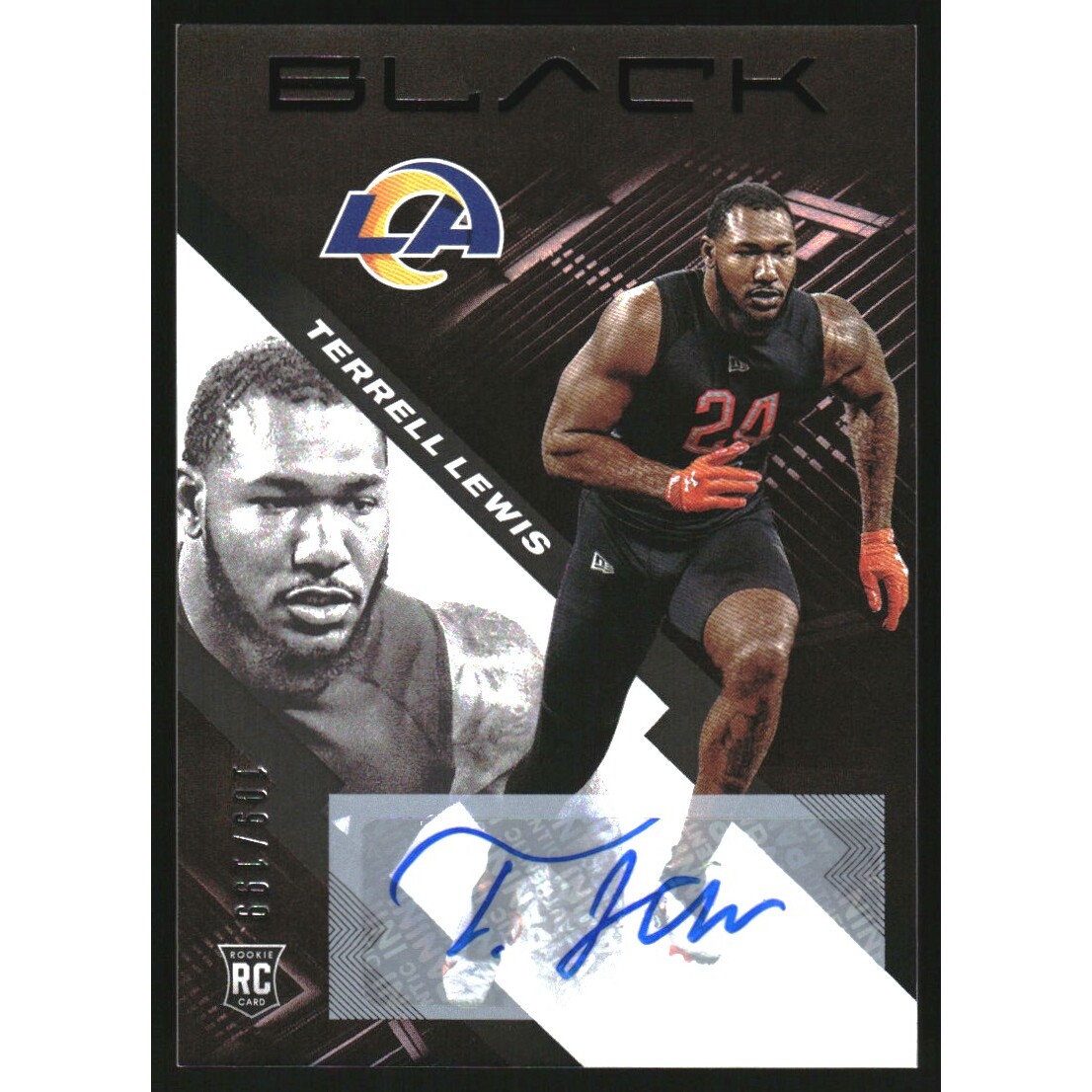 2020 Panini Black Rookie Autographs #157 Terrell Lewis/199. rookie card picture