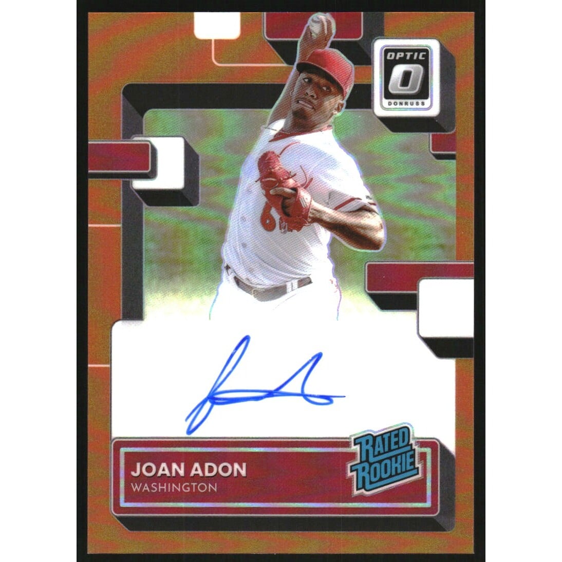 2022 Donruss Optic Rated Rookies Signatures Orange #55 Joan Adon/100. rookie card picture
