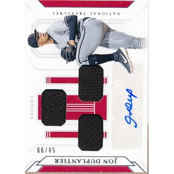 2019 Panini National Treasures Game Gear Signatures Trio #16 Jon Duplantier/99