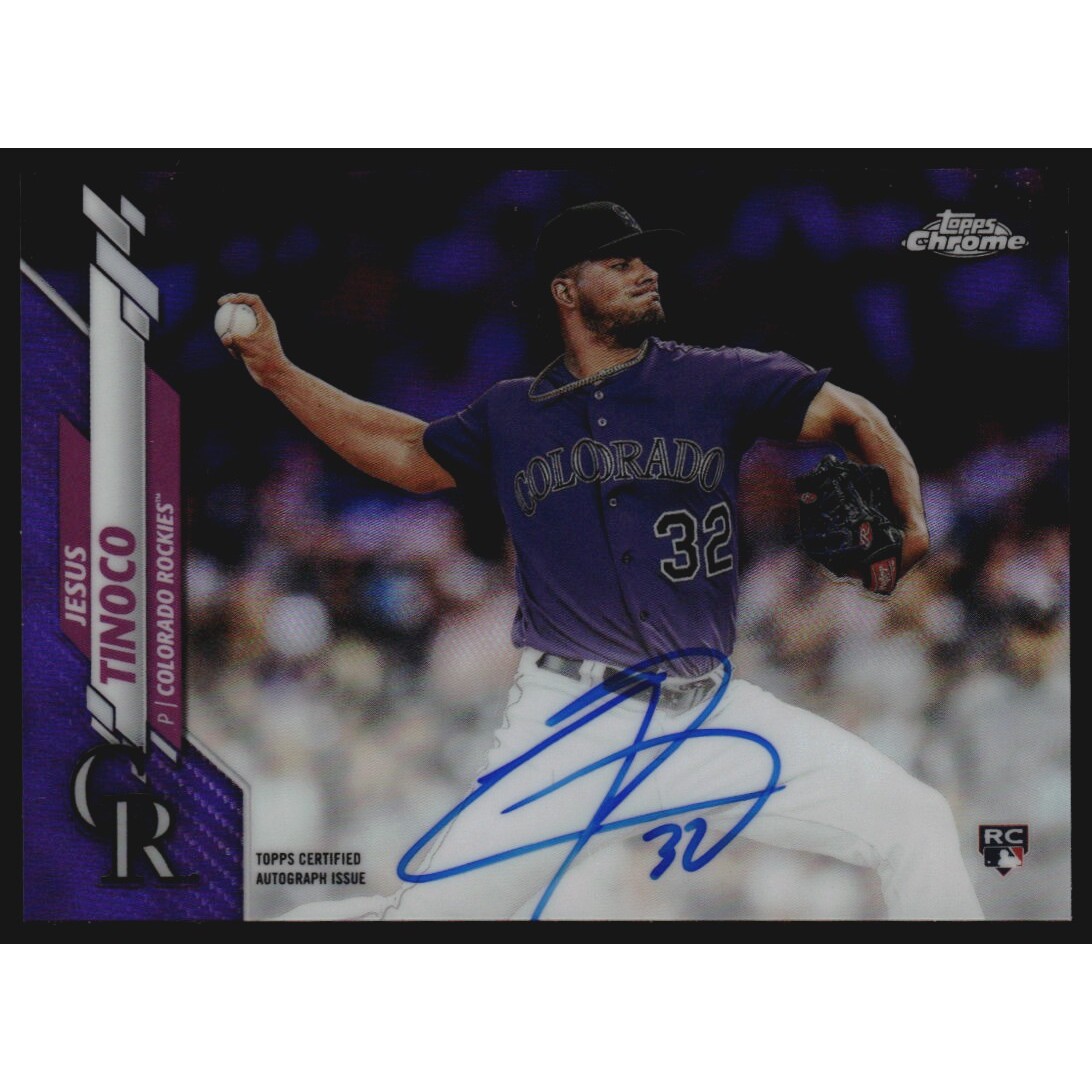 2020 Topps Chrome Rookie Autographs Purple Refractors #RAJT Jesus Tinoco. rookie card picture