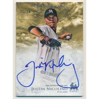 2013 Bowman Inception Prospect Autographs Gold #JN Justin Nicolino