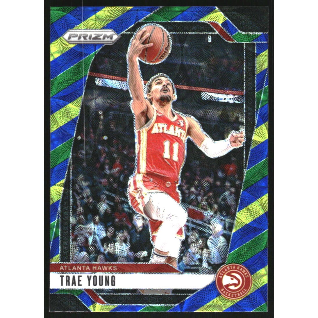 2024-25 Panini Prizm Prizms Choice Blue Yellow and Green #84 Trae Young