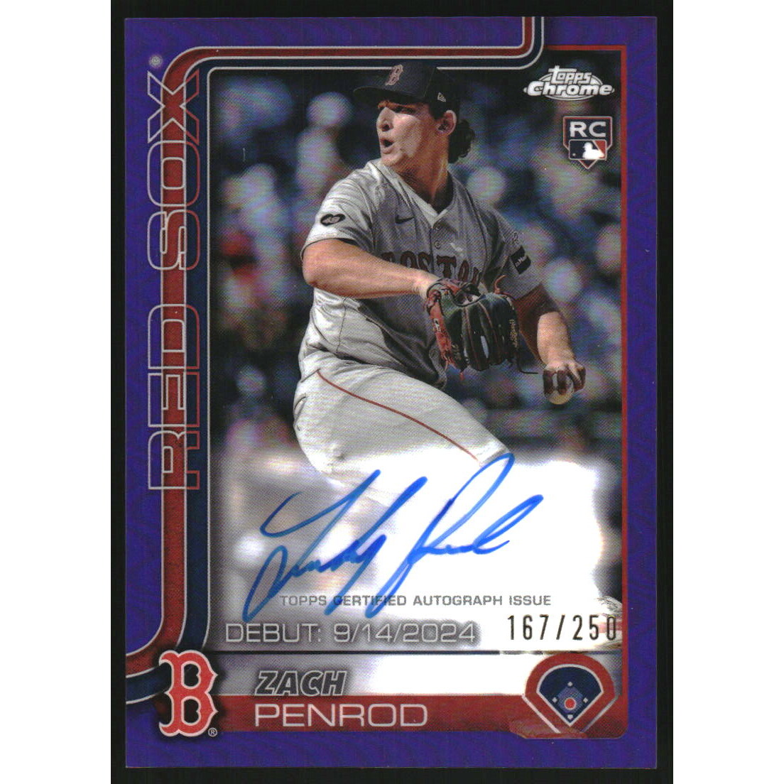 2025 Topps Chrome Update Rookie Debut Autographs Purple Refractors #CRDAZP Zach Penrod