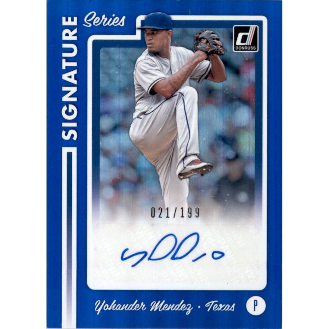 2017 Donruss Signature Series Blue #SSYM Yohander Mendez/199. rookie card picture