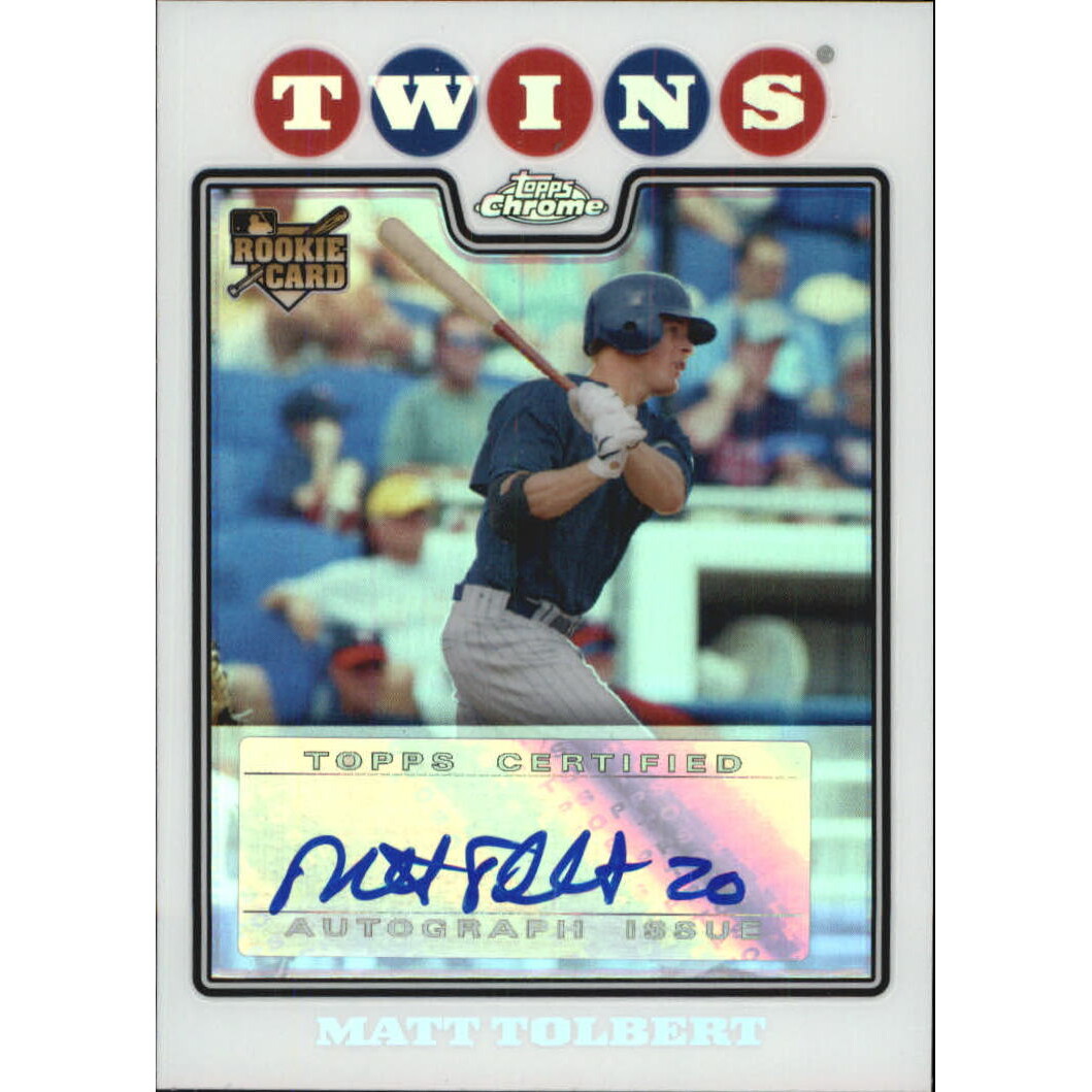 2008 Topps Chrome Refractors #235 Matt Tolbert AU. rookie card picture