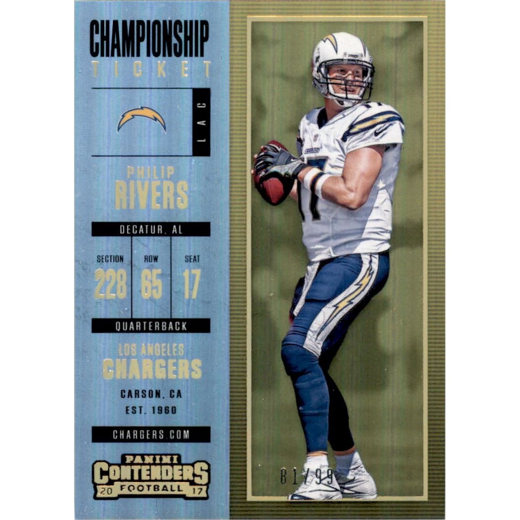 2017 Panini Contenders Championship Ticket #69 Philip Rivers