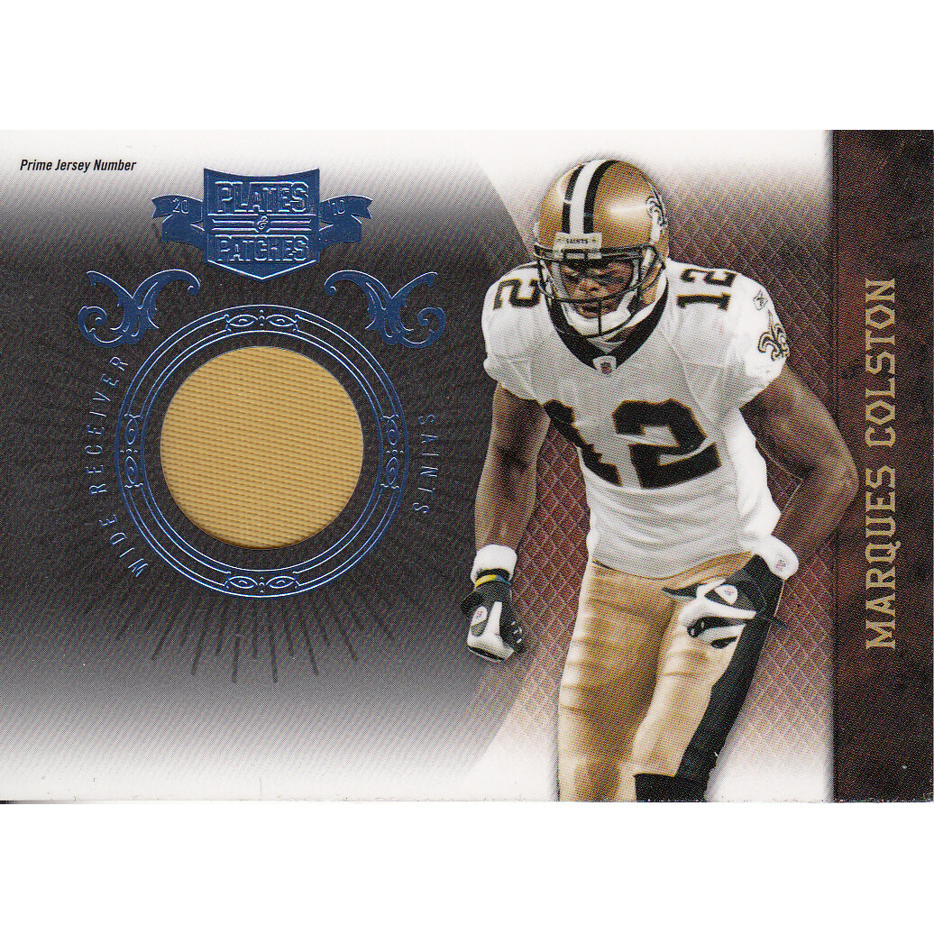 2010 Panini Plates and Patches Jerseys Prime Jersey Number #61 Marques Colston/50