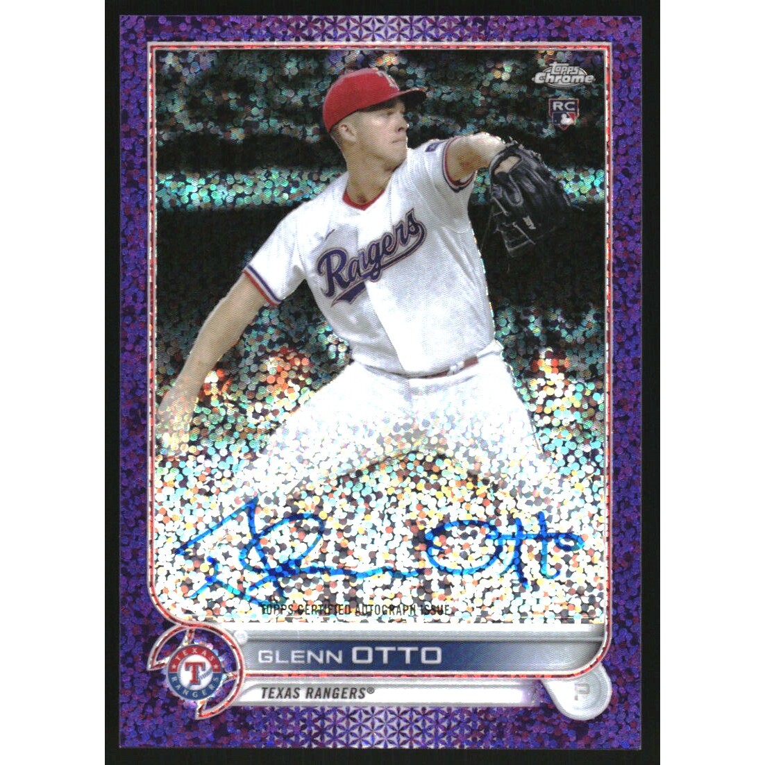2022 Topps Chrome Rookie Autographs Purple Speckle Refractors #RAGO Glenn Otto