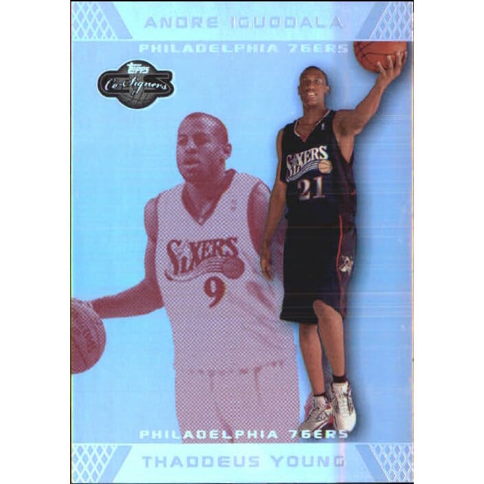2007-08 Topps Co-Signers Silver Red Foil #78 Thaddeus Young/Andre Iguodala. rookie card picture
