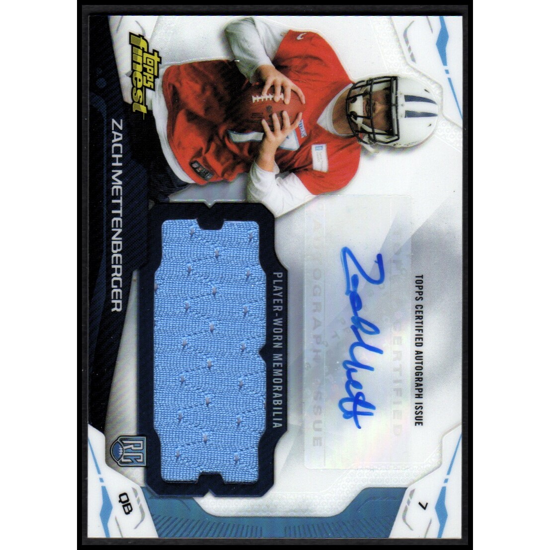2014 Finest Jumbo Jersey Autographs Refractors #AJRZM Zach Mettenberger