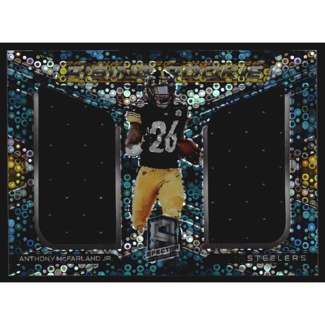 2020 Panini Spectra Rising Rookie Materials Neon Blue #24 Anthony McFarland Jr./50