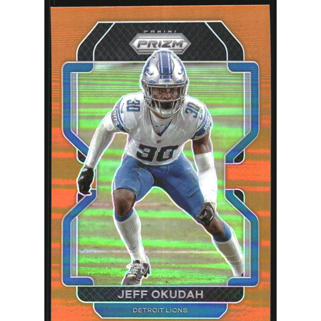 2021 Panini Prizm Prizms Orange #153 Jeff Okudah. rookie card picture