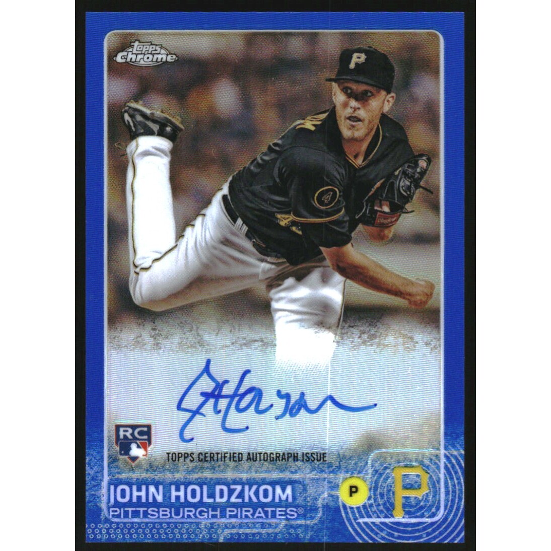 2015 Topps Chrome Rookie Autographs Blue Refractors #ARJH John Holdzkom. rookie card picture