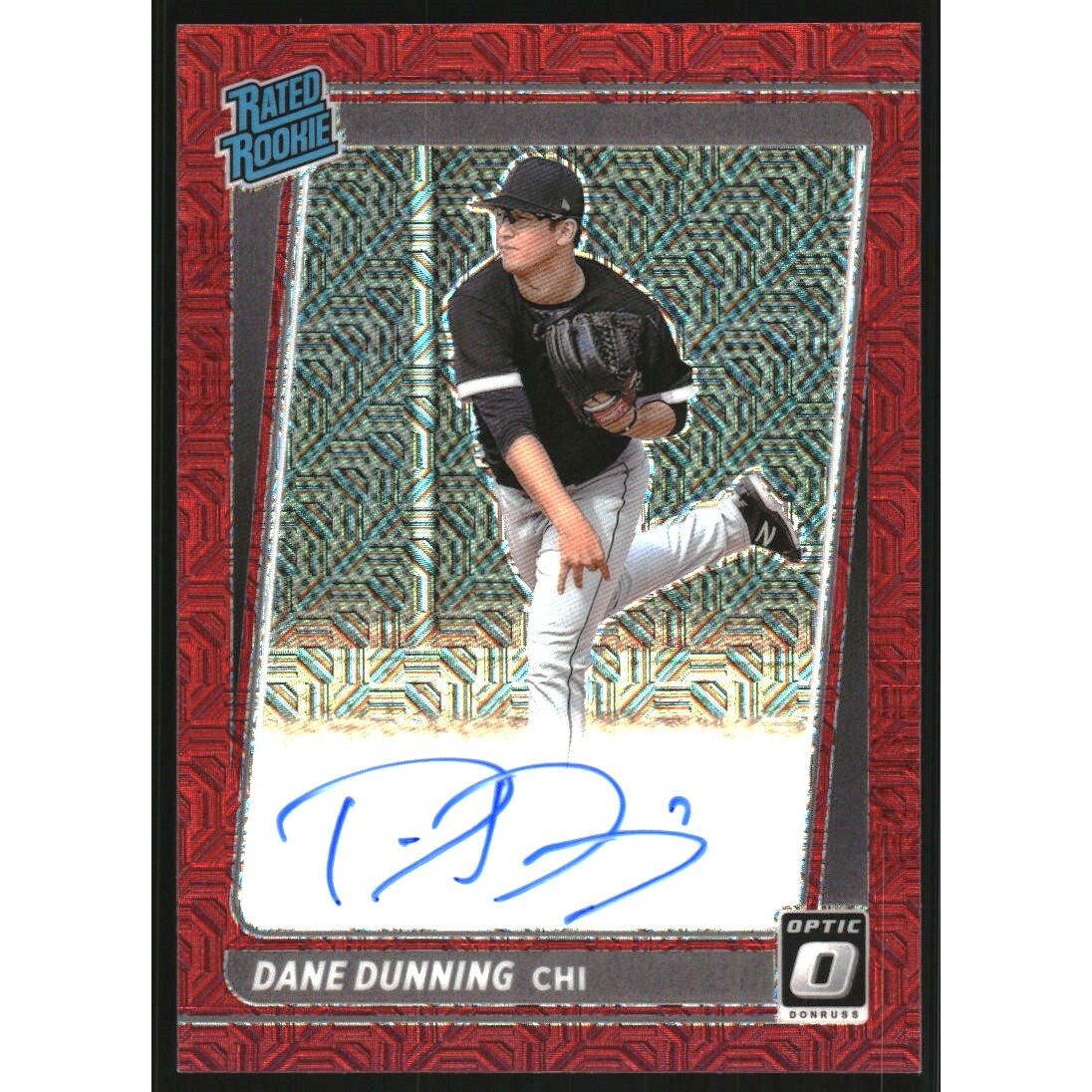 2021 Donruss Optic Rated Rookies Signatures Red Mojo #24 Dane Dunning. rookie card picture