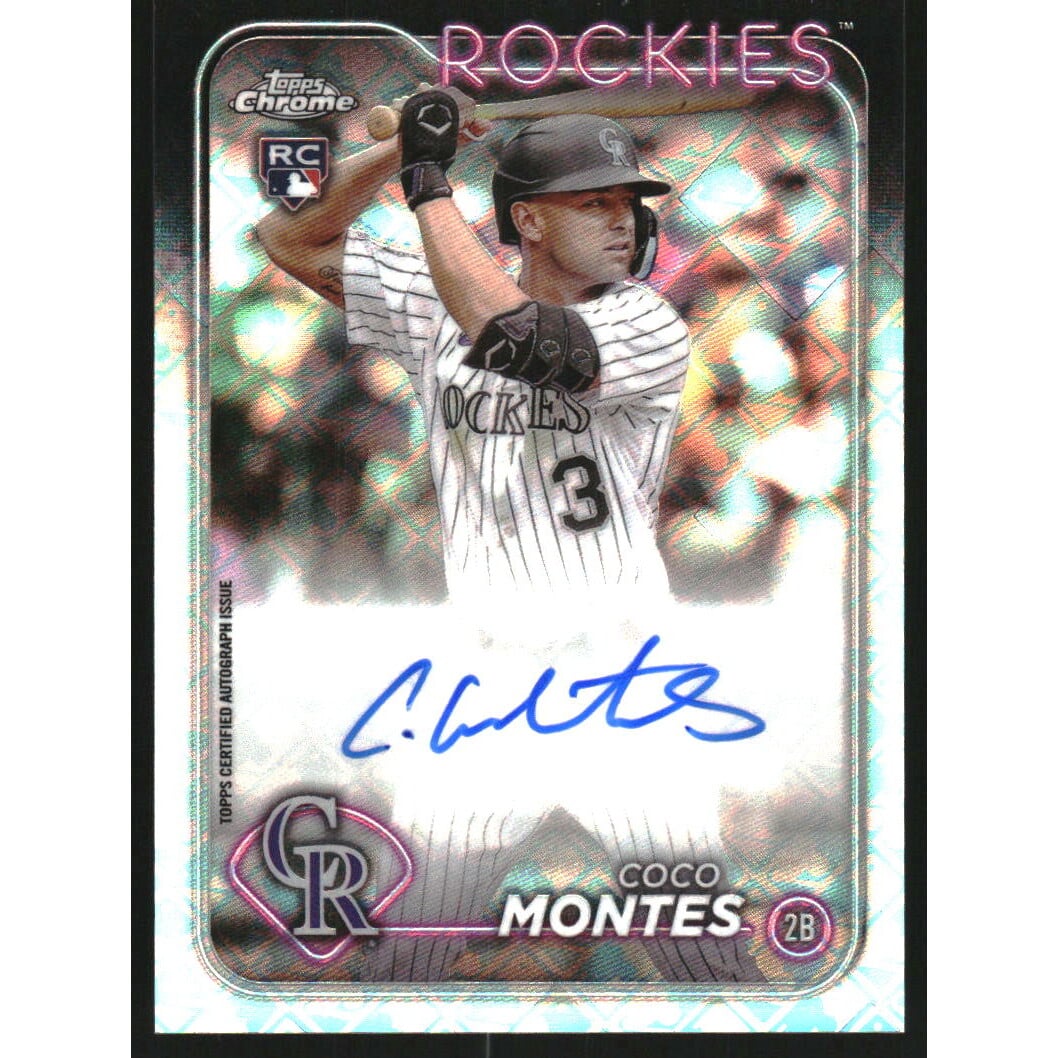 2024 Topps Chrome Logofractor Autographs #RCACMO Coco Montes. rookie card picture