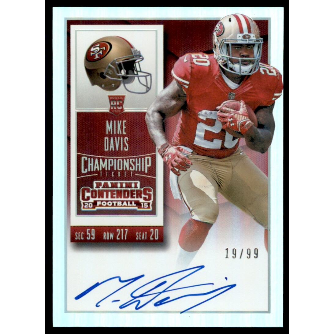 2015 Panini Contenders Championship Ticket #229A Mike Davis AU/99. rookie card picture