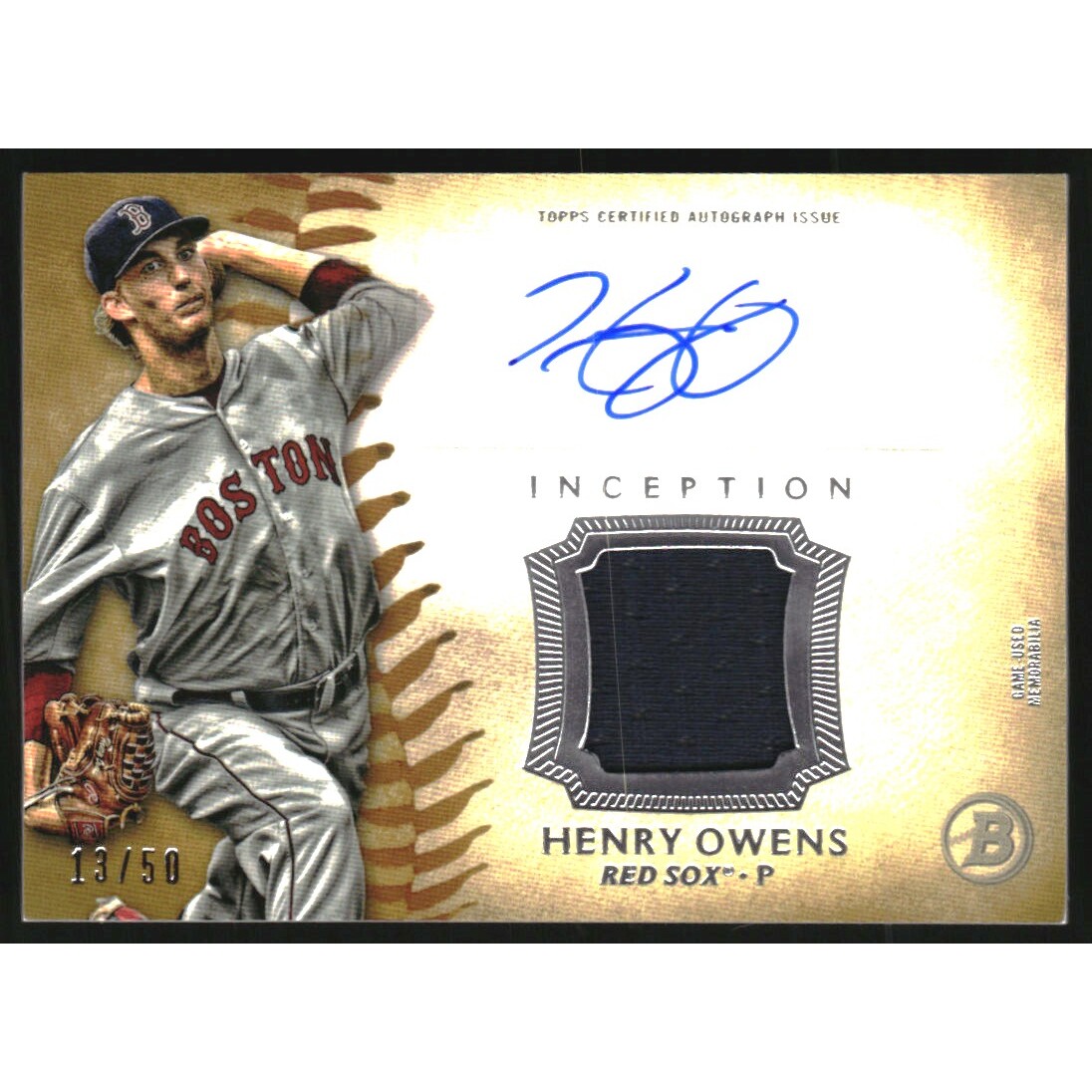 2015 Bowman Inception Relic Autographs #IARHO Henry Owens