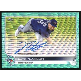 2022 Topps Chrome Veteran Autographs Aqua Wave Refractors #CVANP Nate Pearson