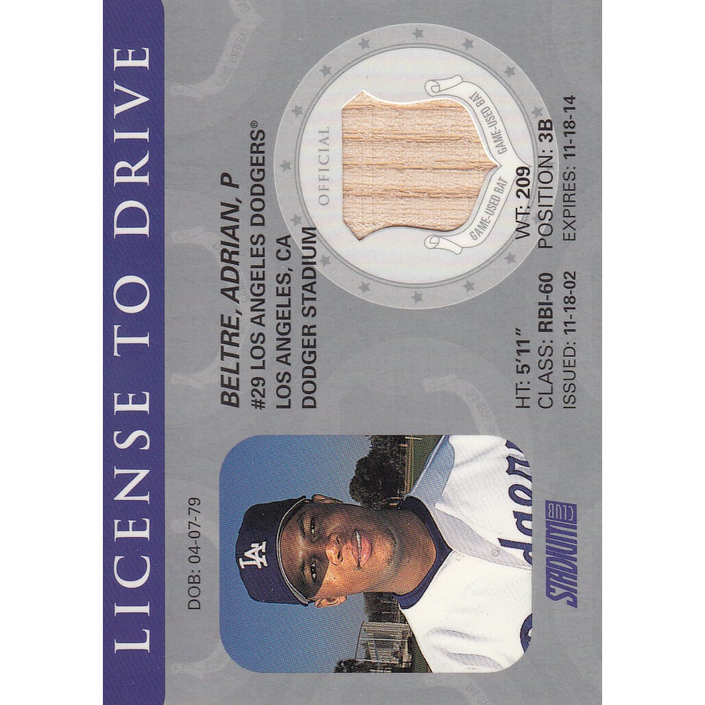 2003 Stadium Club License to Drive Bat Relics #AB Adrian Beltre