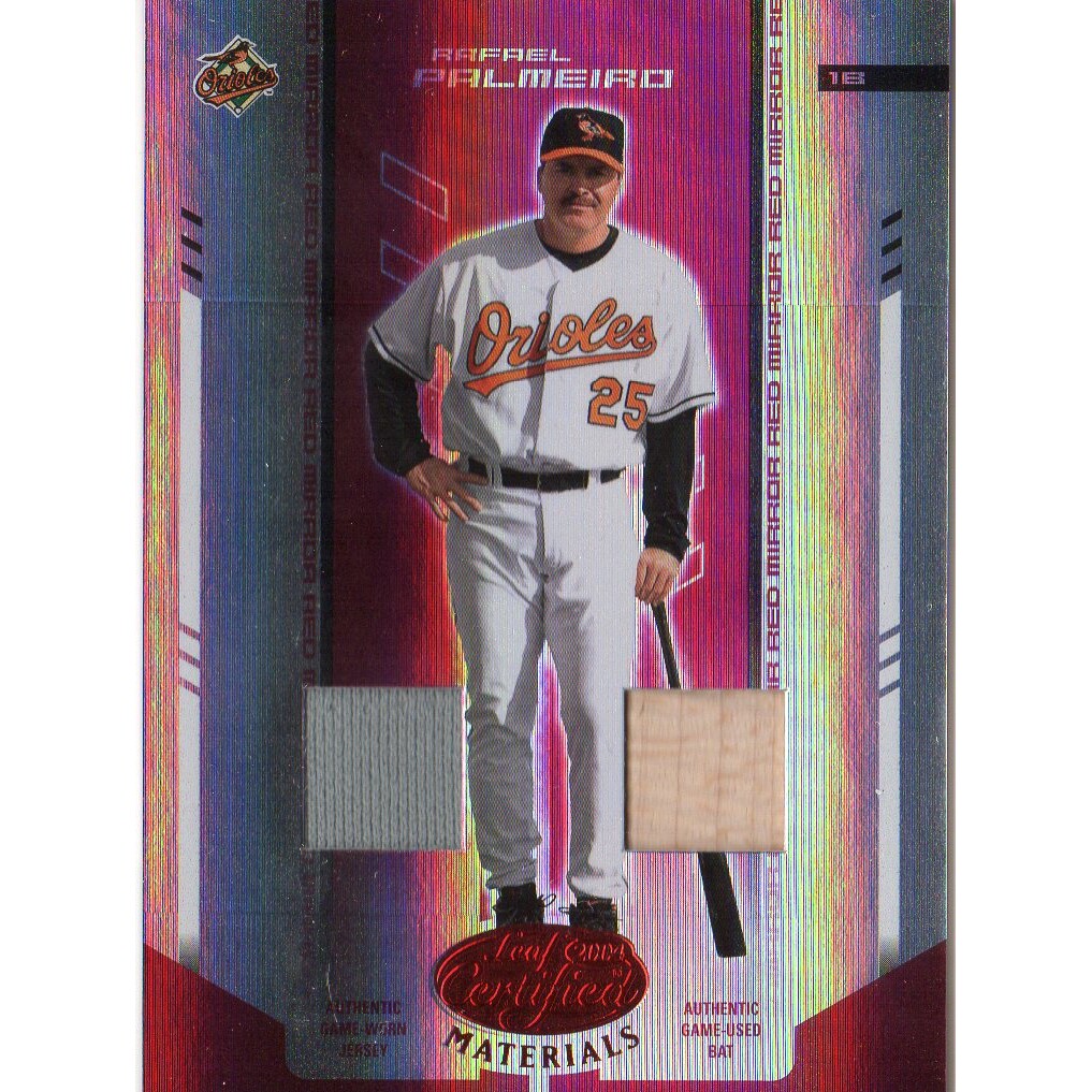 2004 Leaf Certified Materials Mirror Combo Red #155 Rafael Palmeiro O's Bat-Jsy