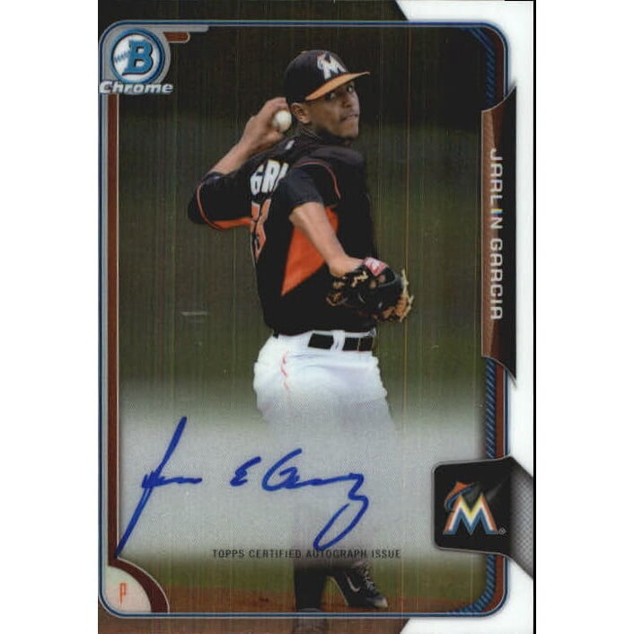 2015 Bowman Chrome Prospect Autographs #BCAPJG Jarlin Garcia. rookie card picture