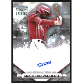 2023 Bowman Sterling Prospect Autographs Refractors #PACV Cristhian Vaquero