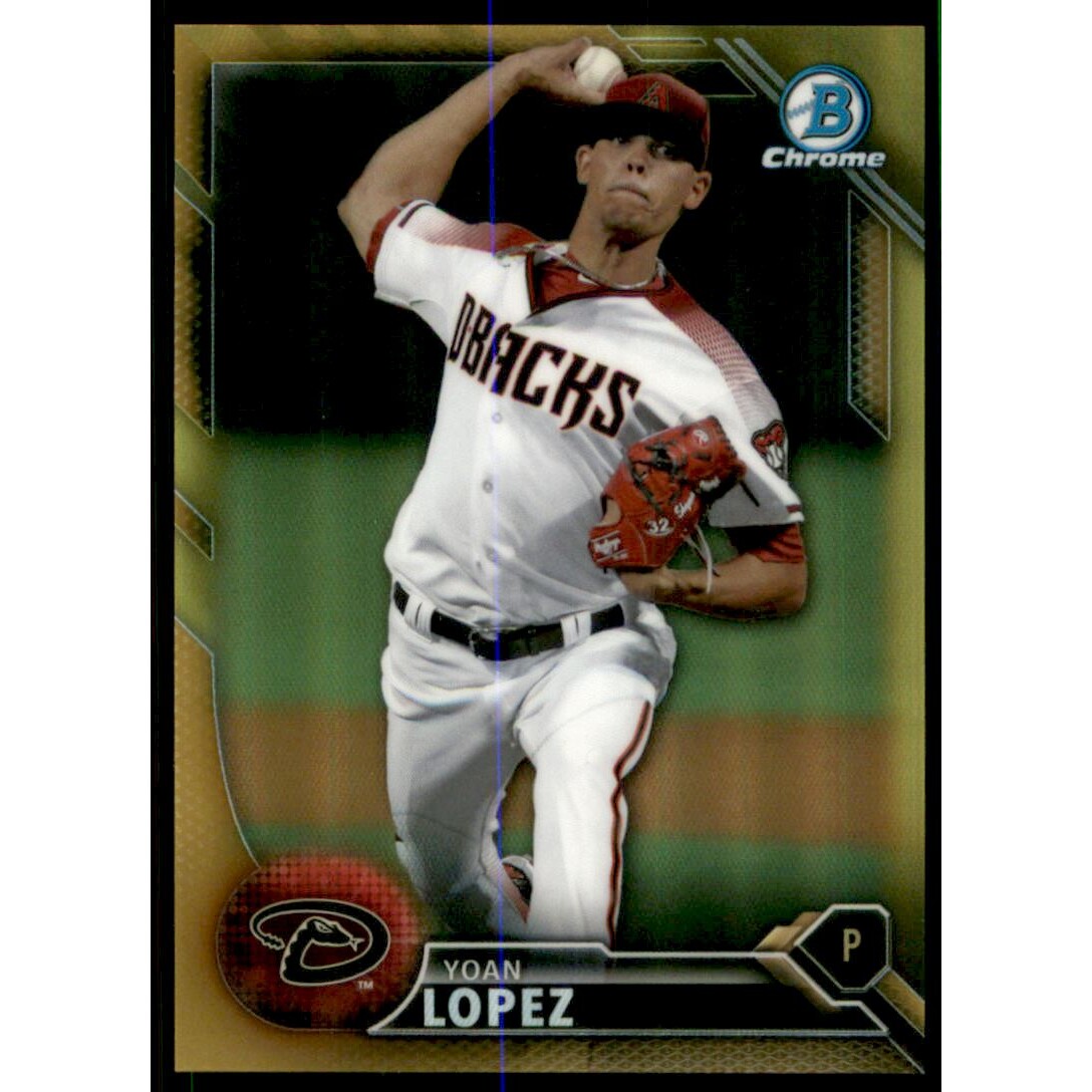 2016 Bowman Chrome Prospects Gold Refractors #BCP144 Yoan Lopez. rookie card picture