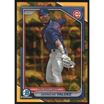2024 Bowman Chrome Sapphire Prospects Gold Refractors #BCP7 Derniche Valdez