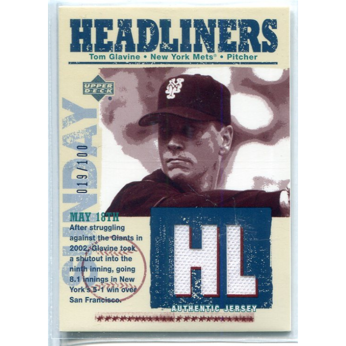 2004 Upper Deck Headliners Jersey Gold #TG Tom Glavine