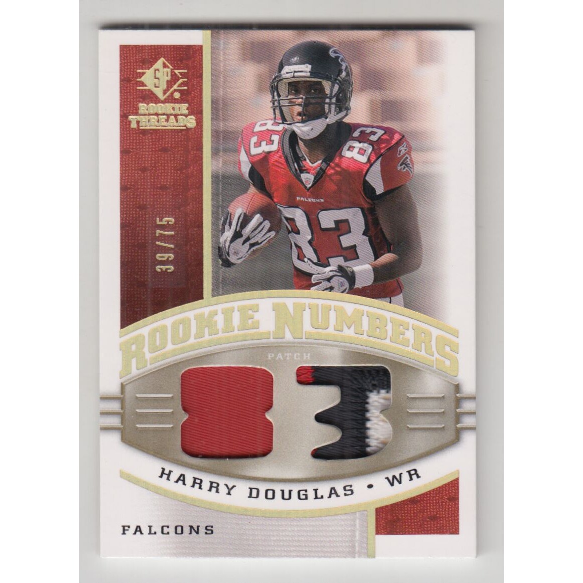 2008 SP Rookie Threads Rookie Numbers Holofoil Patch 75 #RNHD Harry Douglas