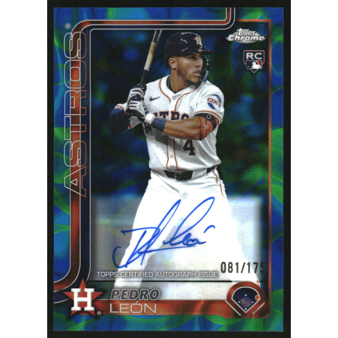 2025 Topps Chrome Update Rookie Autographs Blue Green Lava Lamp Refractors #RAPL Pedro Leon. rookie card picture