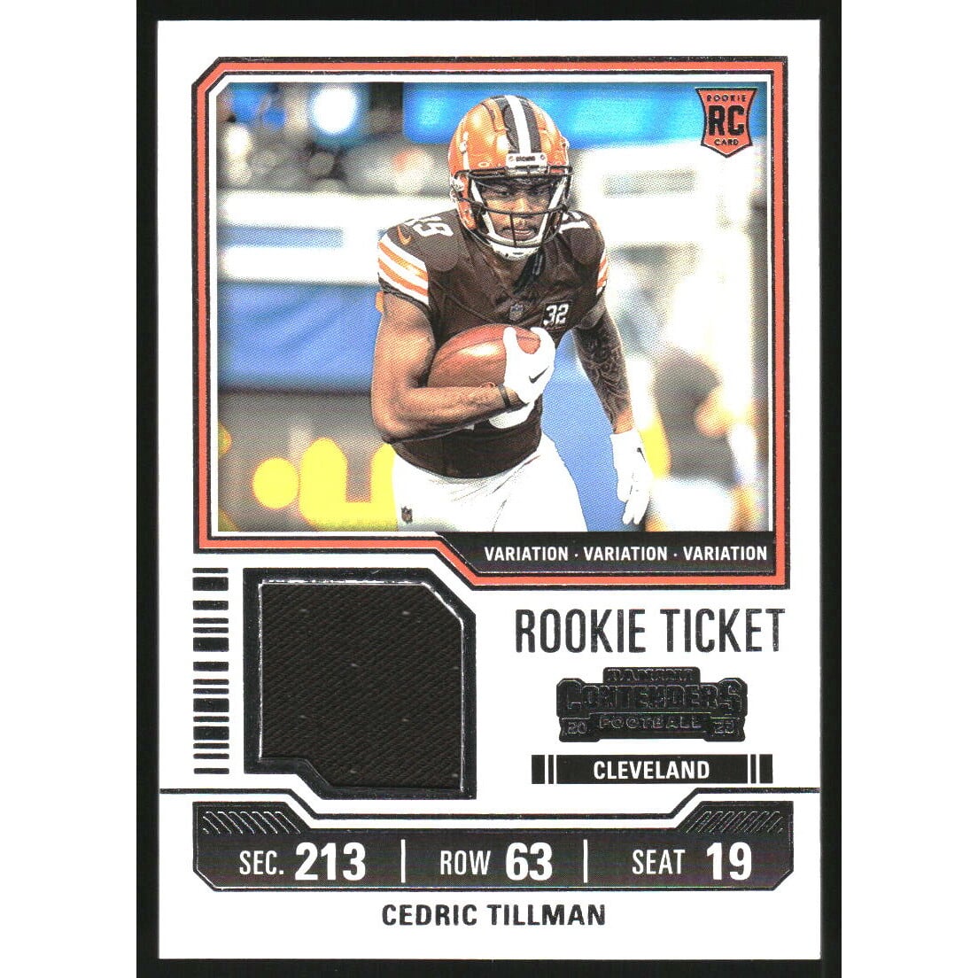 2023 Panini Contenders Rookie Ticket Swatches Variations #3 Cedric Tillman. rookie card picture