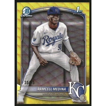 2025 Bowman Chrome Prospects Yellow Wave Refractors #BCP187 Ramcell Medina