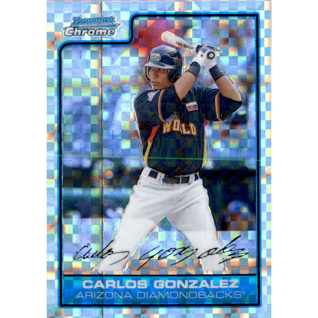 2006 Bowman Chrome Draft Future's Game Prospects X-Fractors #43 Carlos Gonzalez. rookie card picture
