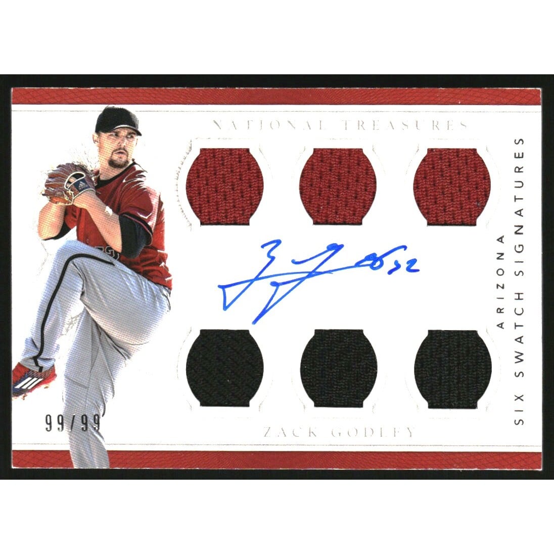 2016 Panini National Treasures Six Swatch Signatures #SSSZG Zack Godley/99