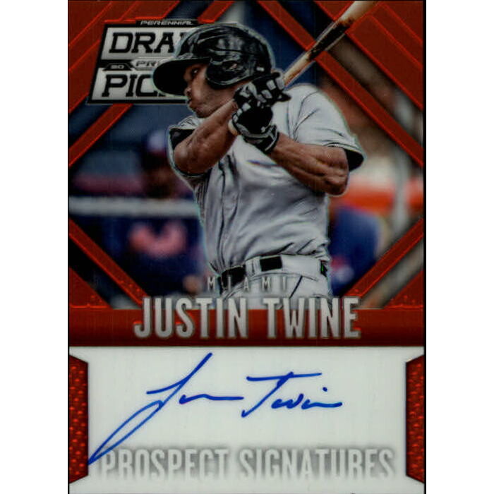 2014 Panini Prizm Perennial Draft Picks Prospect Signatures Prizms Red #43 Justin Twine. rookie card picture