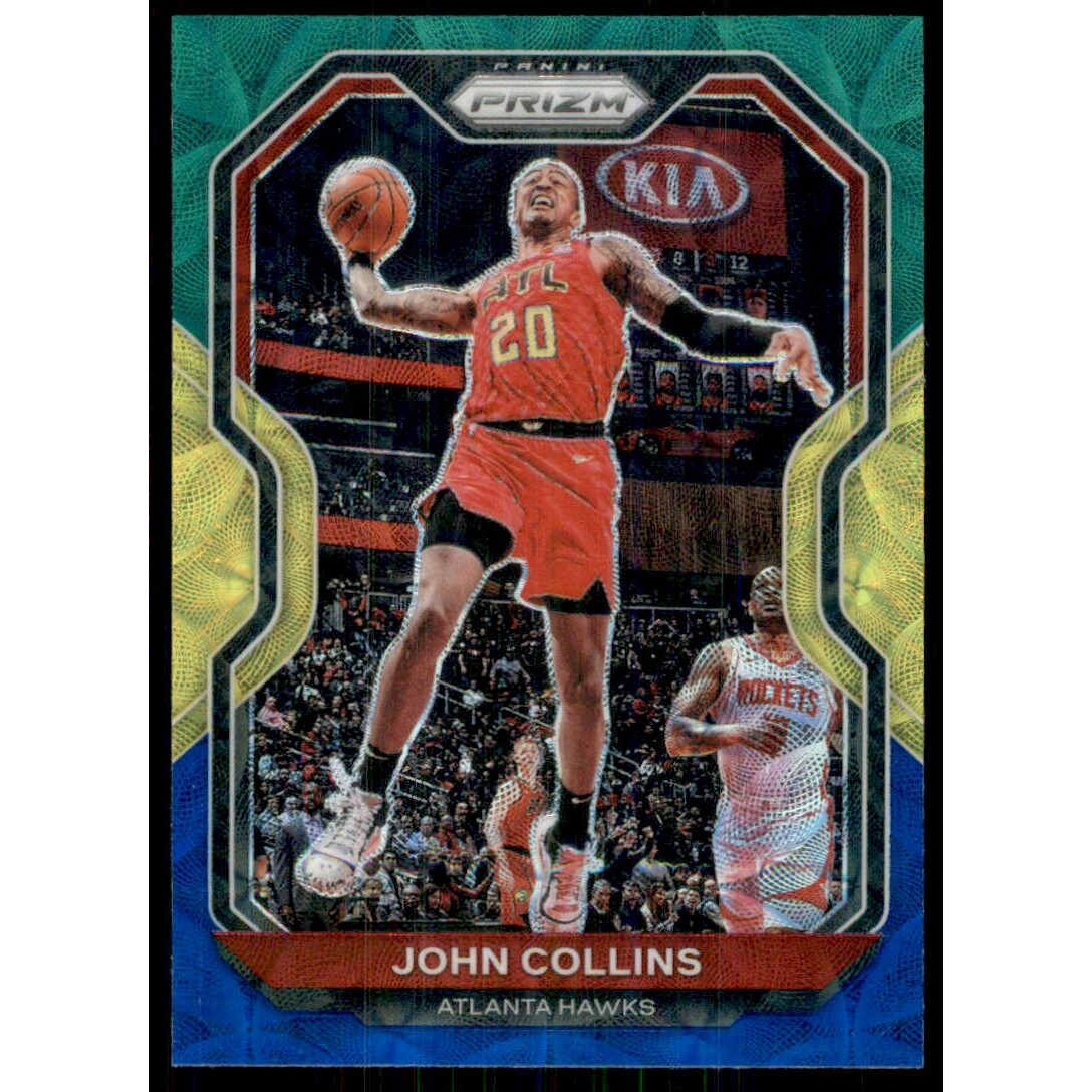 2020-21 Panini Prizm Prizms Choice Blue Yellow and Green #28 John Collins. rookie card picture